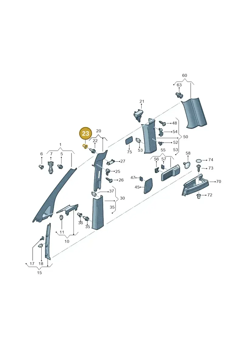 3B0867334 — Volkswagen Caddy kombi (2015-2020) diagram 866867650, position 23