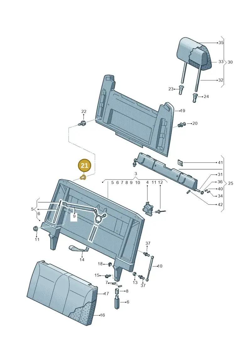 3B0867334 — Volkswagen Caravelle (2019-2024) diagram 871067360, position 21