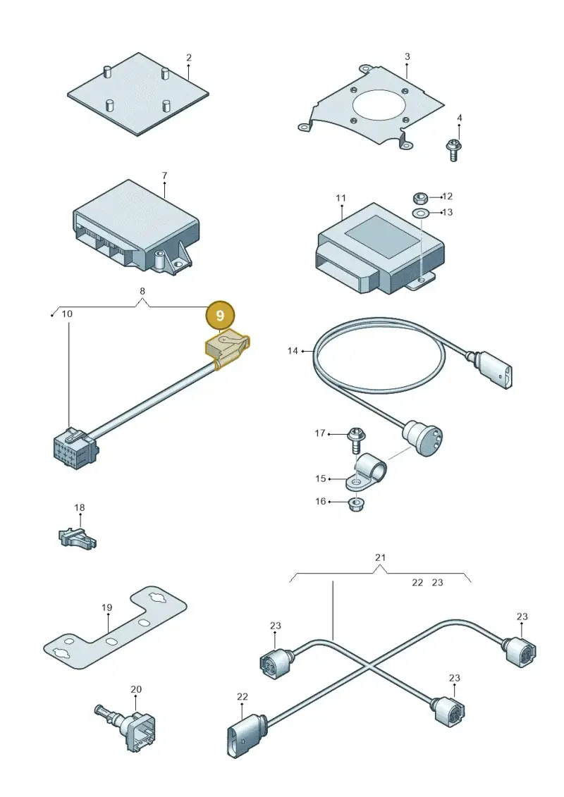 3B0919754 — Audi A8L qu. 3.0 TDI (2009-2014) diagram 696907690, position 9