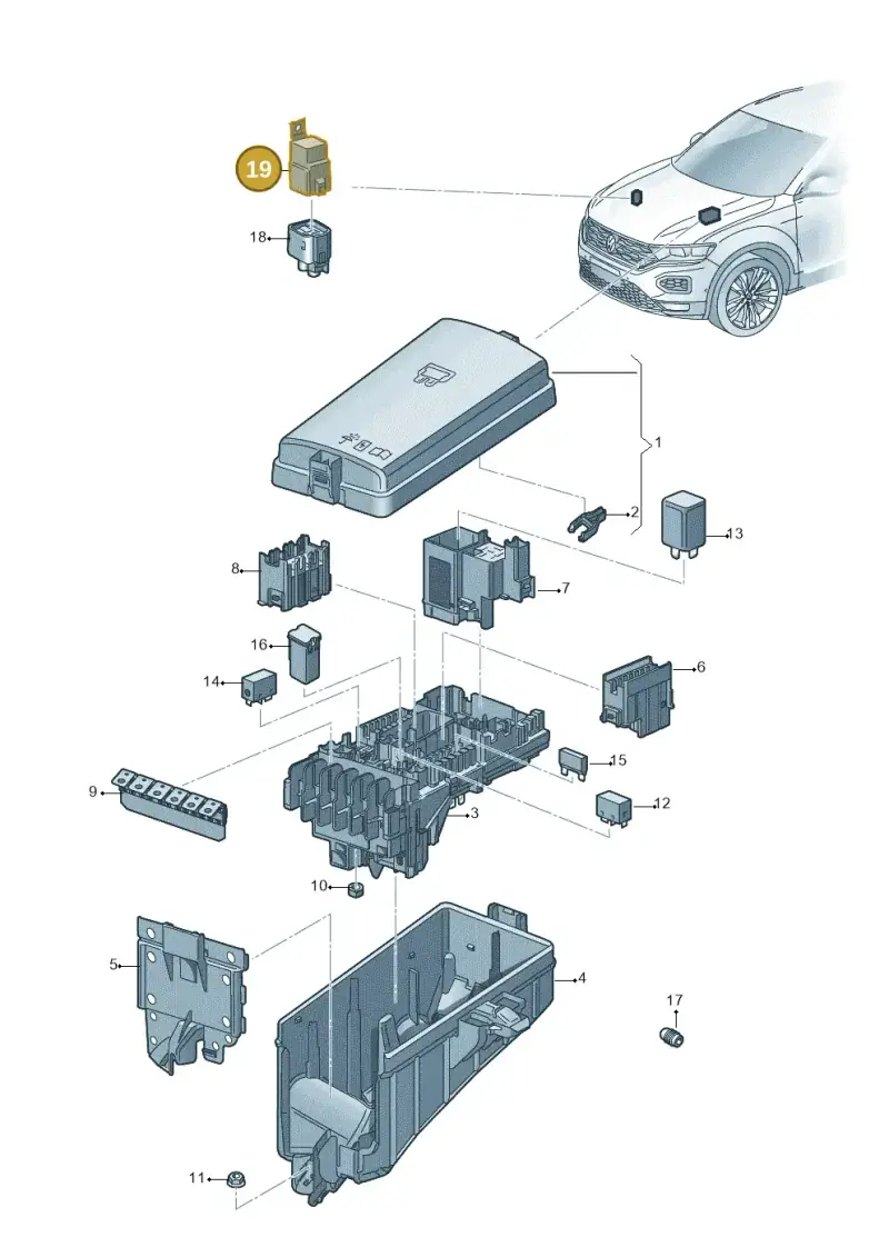 3B0951253 — Volkswagen T-Roc BlueMotion (2017-2024) diagram 813937100, position 19