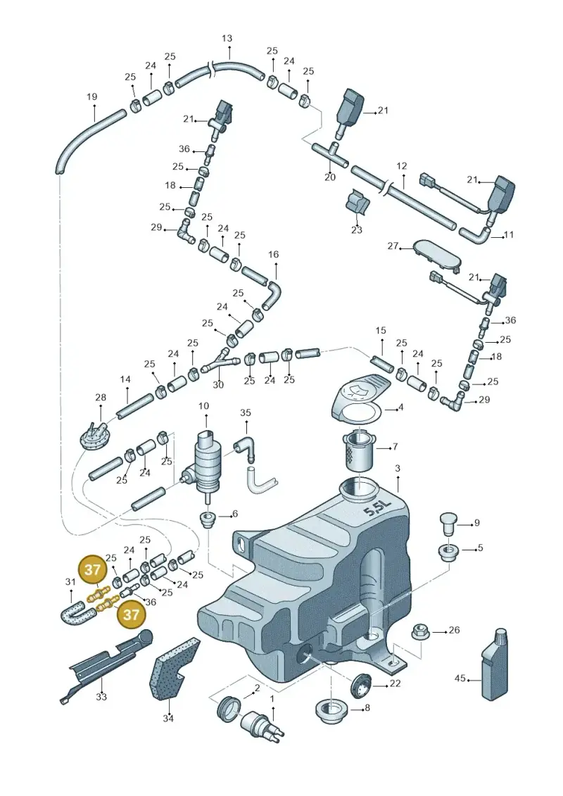 3B0955875A — Volkswagen Jetta             "USA"99>01 (1998-2001) diagram 194955100, position 37