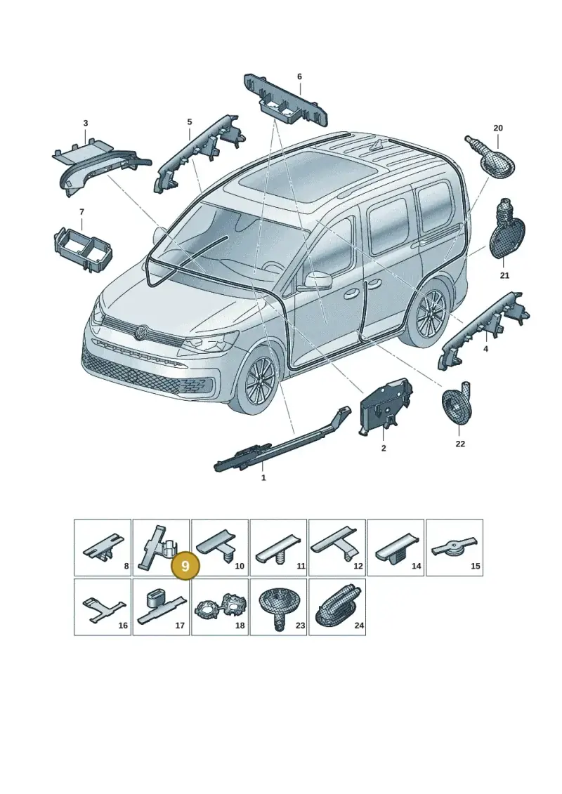 3B0971848E — Volkswagen Caddy Maxi (2020-2025) diagram 2ka971091, position 9