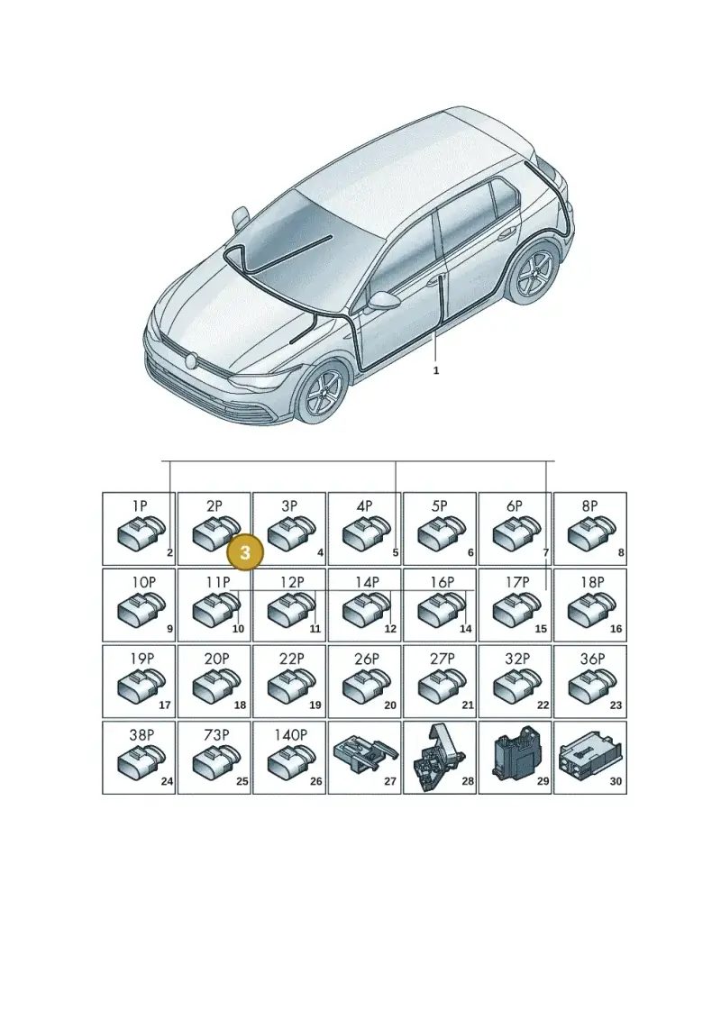 3B0972702 — Volkswagen Golf 2.0 BlueMotion (2019-2024) diagram 5h0971090, position 3