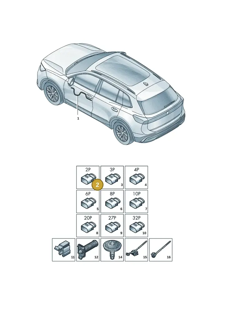 3B0972702 — Volkswagen Tiguan 2.0 (2023-) diagram 57x972300, position 2