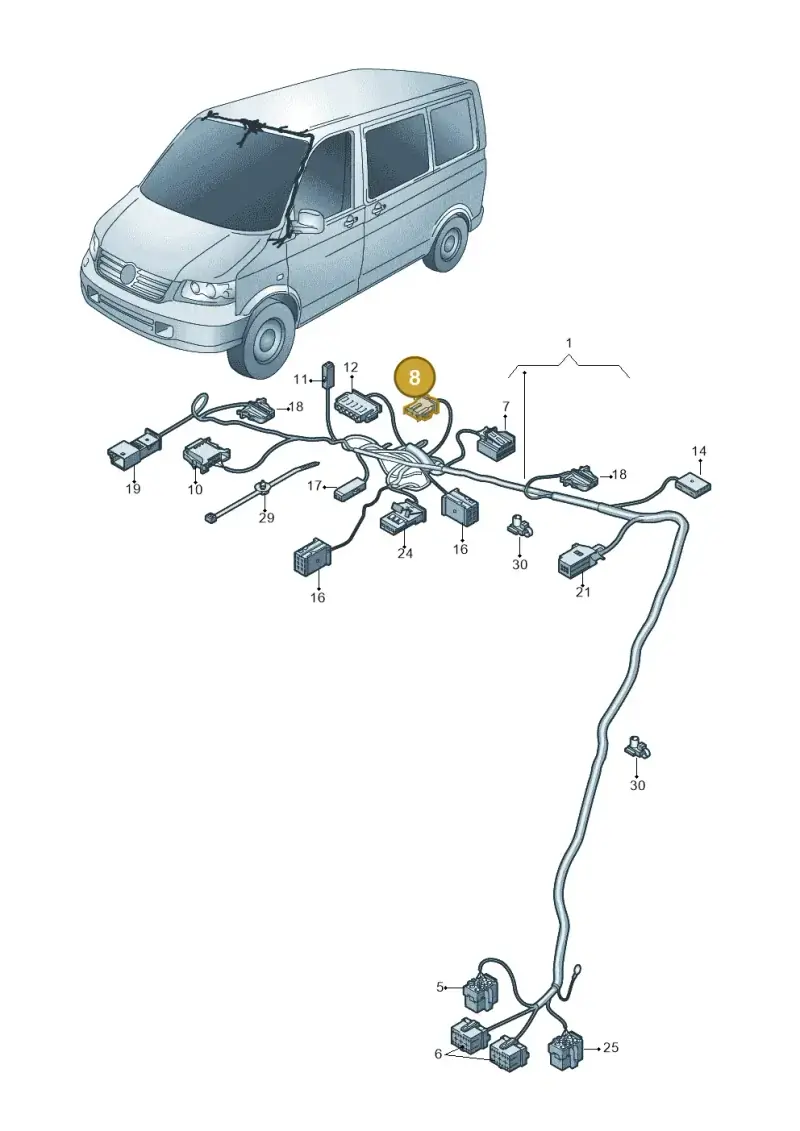 3B0972705 — Volkswagen Caravelle (2015-2019) diagram 731972340, position 8