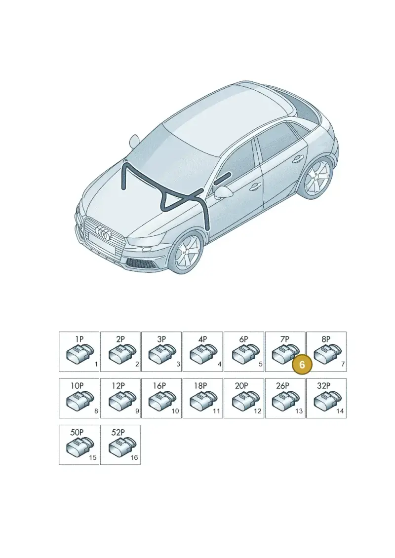 3B0972707 — Audi A1 Sportback (2014-2018) diagram 792971820, position 6