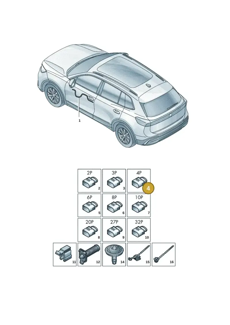 3B0972732 — Volkswagen Tiguan 2.0 (2023-) diagram 57x972300, position 4
