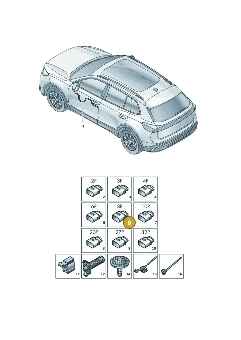 3B0972734 — Volkswagen Tiguan 2.0 (2023-) diagram 57x972300, position 6