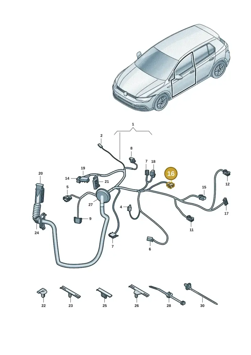 3B0972734 — Volkswagen Golf 2.0 BlueMotion (2019-2024) diagram 5h0972033, position 16