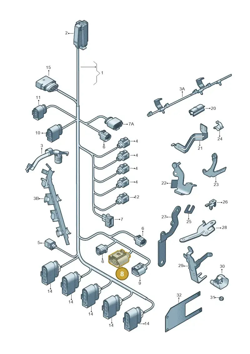 3B0973703G — Volkswagen Golf (2011-2013) diagram 474971060, position 8
