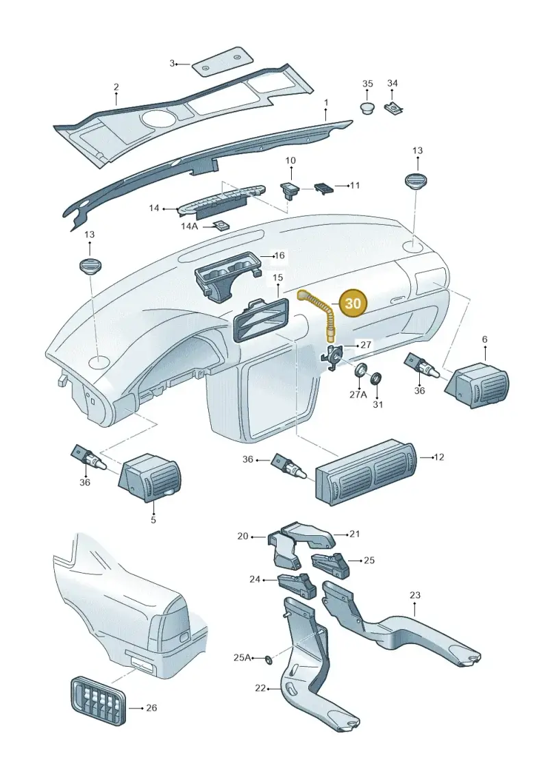 3B1816311 — Volkswagen 3B0 platform diagram 195819310, position 30
