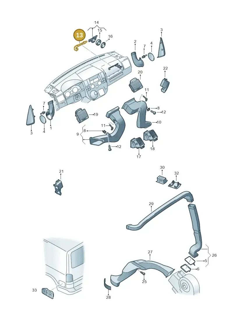 3B1816311 — Volkswagen California Camper (2009-2011) diagram 452819050, position 13