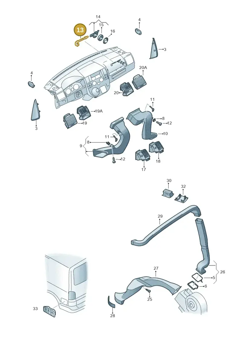 3B1816311 — Volkswagen California Camper (2011-2015) diagram 733819050, position 13