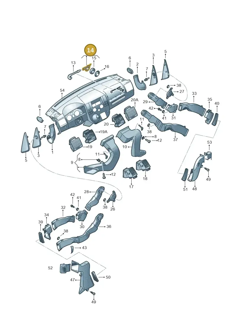 3B2820701 — Volkswagen Transp. caravelle (2008-2009) diagram 410819050, position 14
