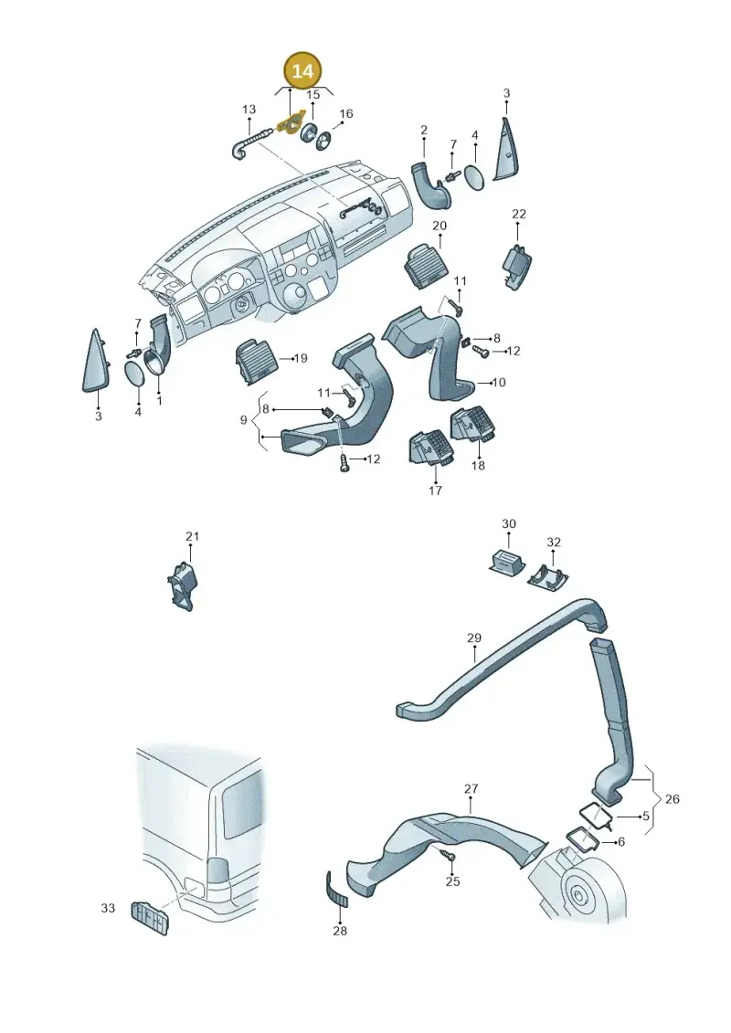 3B2820701 — Volkswagen California Camper (2009-2011) diagram 452819050, position 14