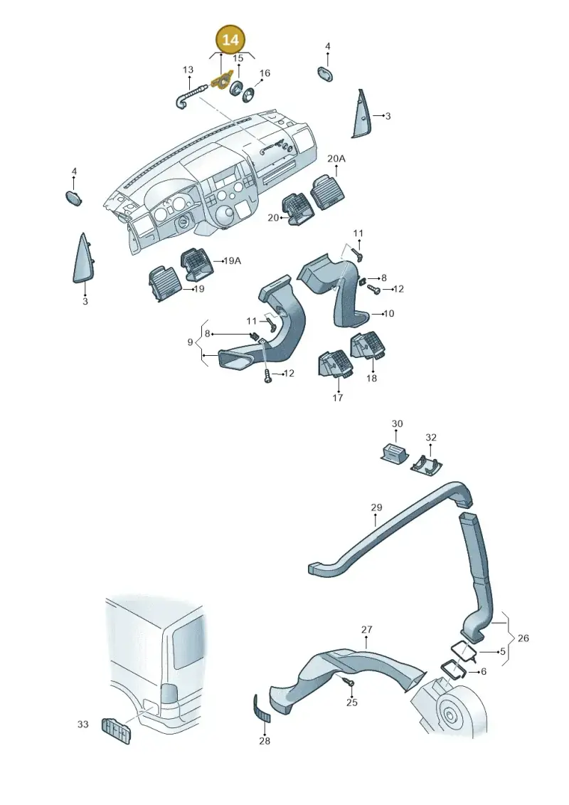 3B2820701 — Volkswagen California Camper (2011-2015) diagram 733819050, position 14