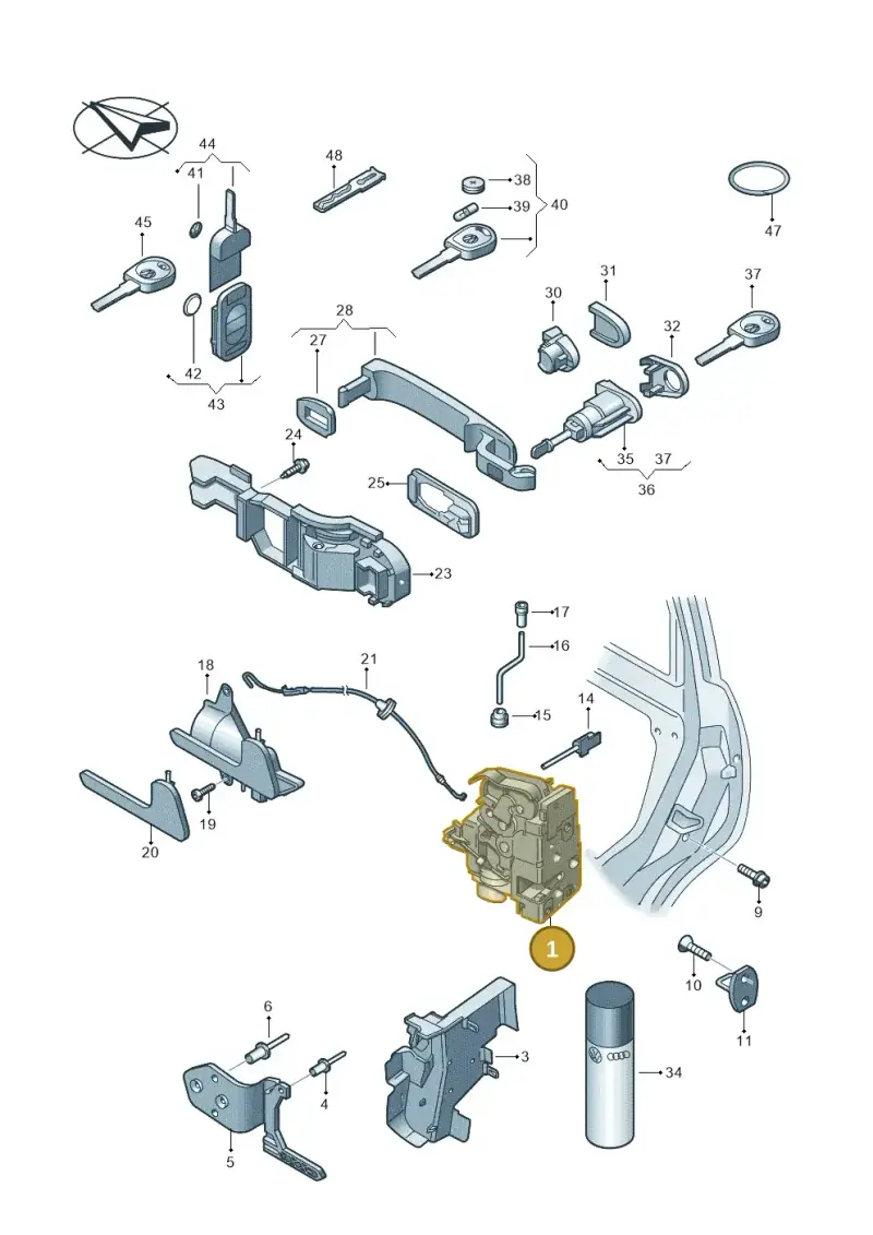 3B2837015AH — Volkswagen Transp. caravelle (2011-2015) diagram 410837000, position 1