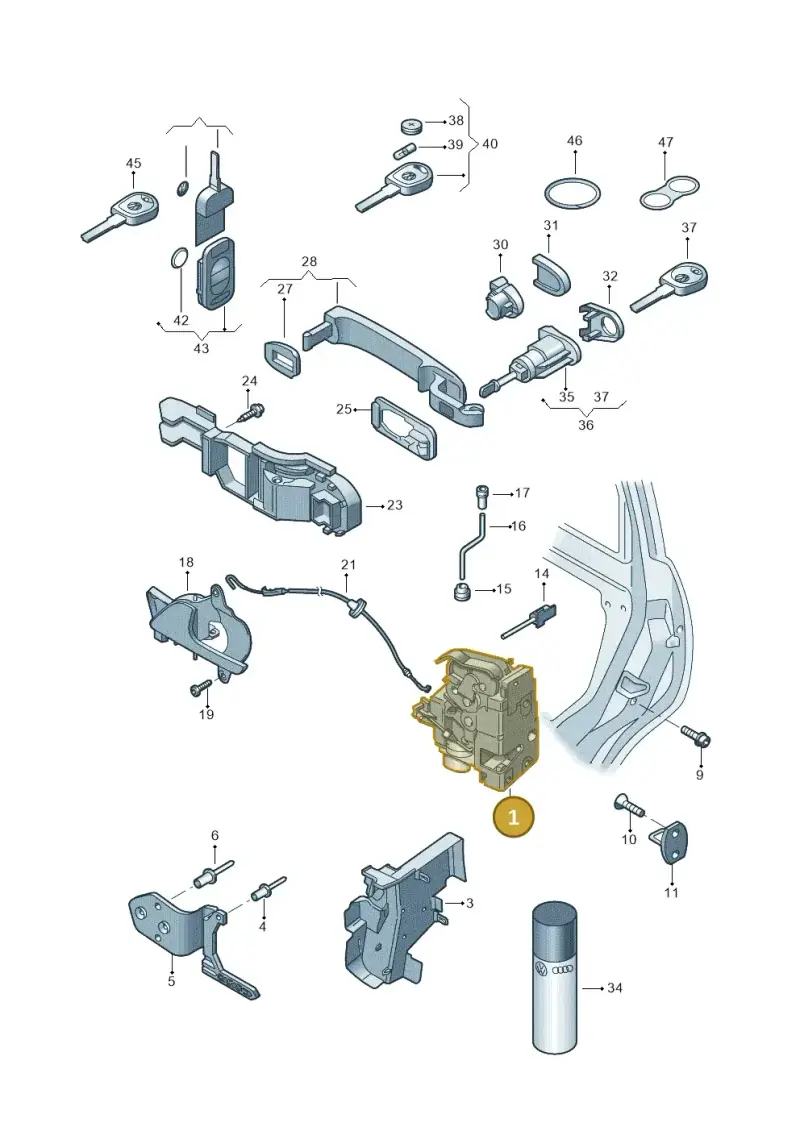 3B2837015AH — Volkswagen Transp. dropside (2011-2015) diagram 411837000, position 1