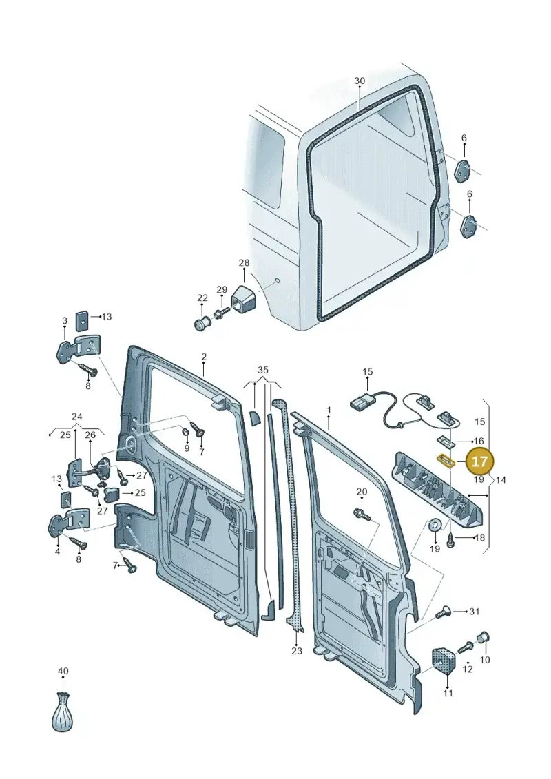 3B5998026A — Volkswagen Transp. caravelle (2011-2015) diagram 410827500, position 17