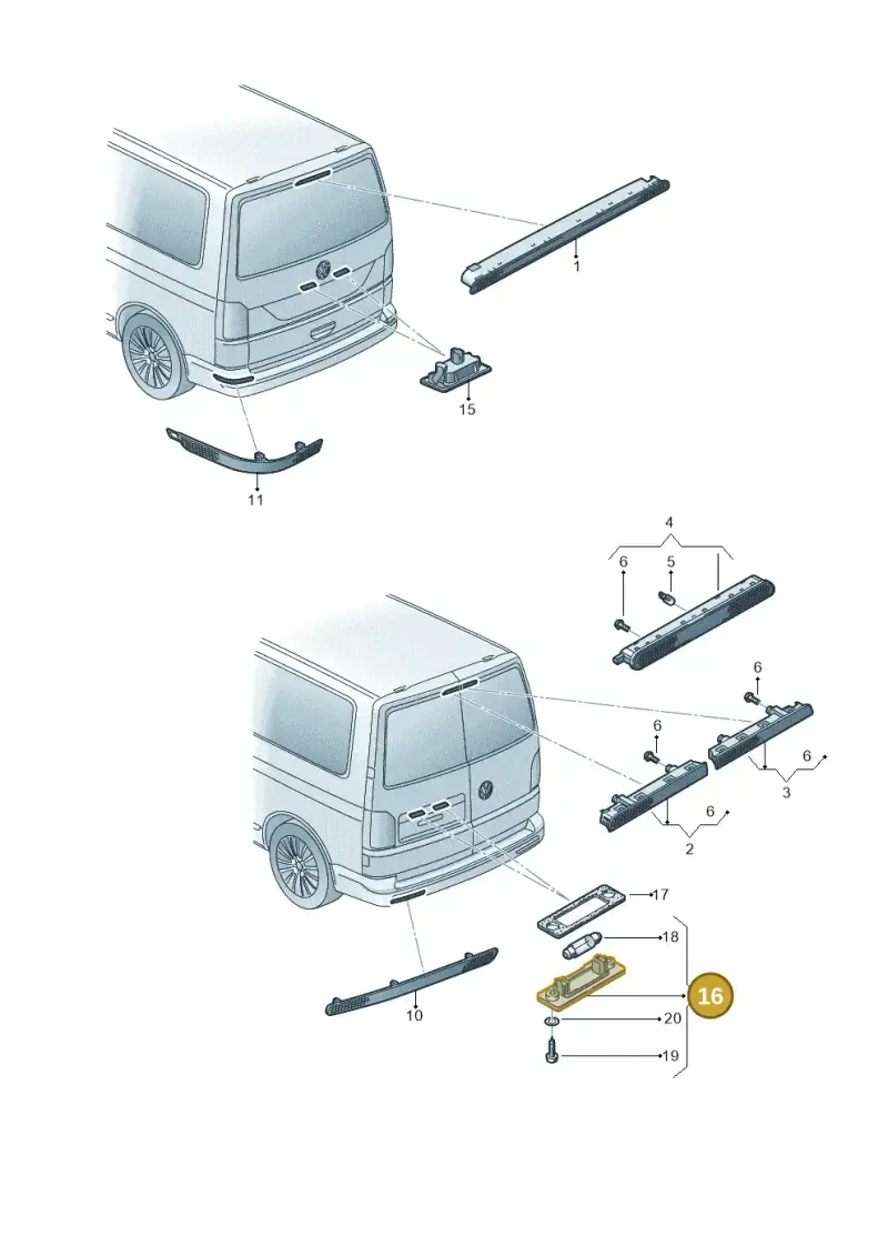 3B5998026A — Volkswagen Caravelle (2015-2019) diagram 861945200, position 16