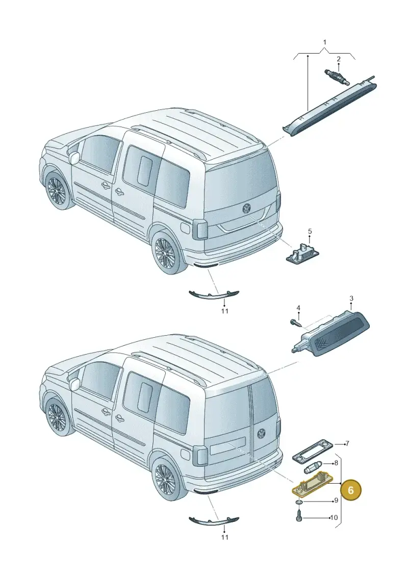 3B5998026A — Volkswagen Caddy kombi (2015-2020) diagram 866945100, position 6