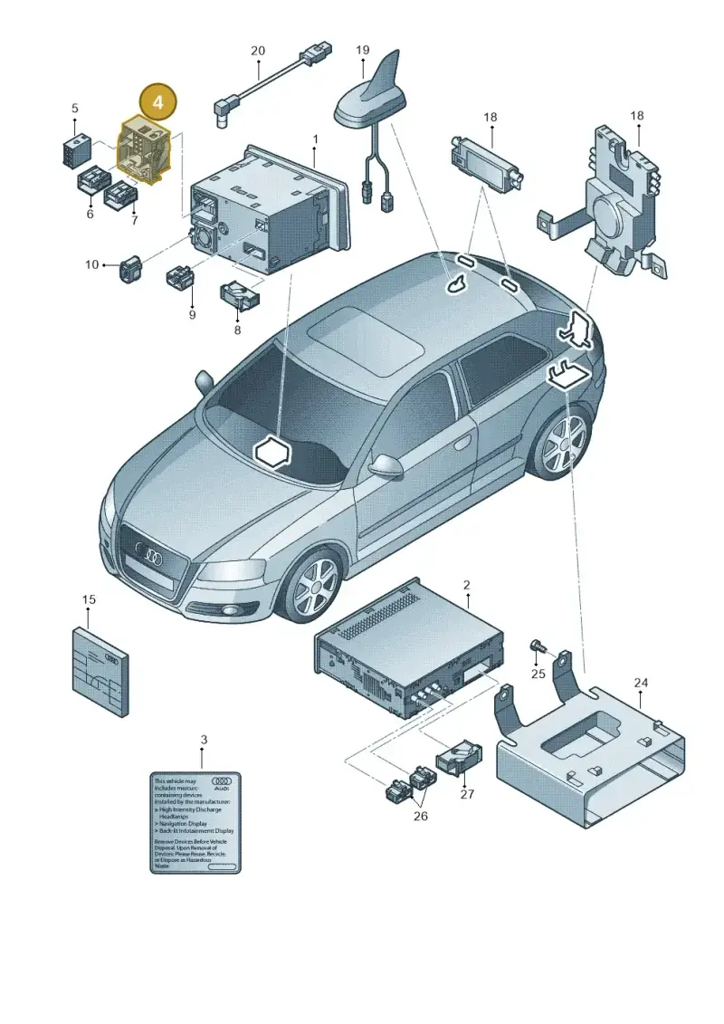 3B7035444 — Audi RS3 Sportback (2011-2012) diagram 638035000, position 4