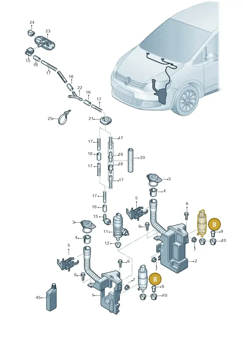 3B7955681 — Volkswagen Sharan BlueMotion (2015-2022) diagram 863955100, position 8