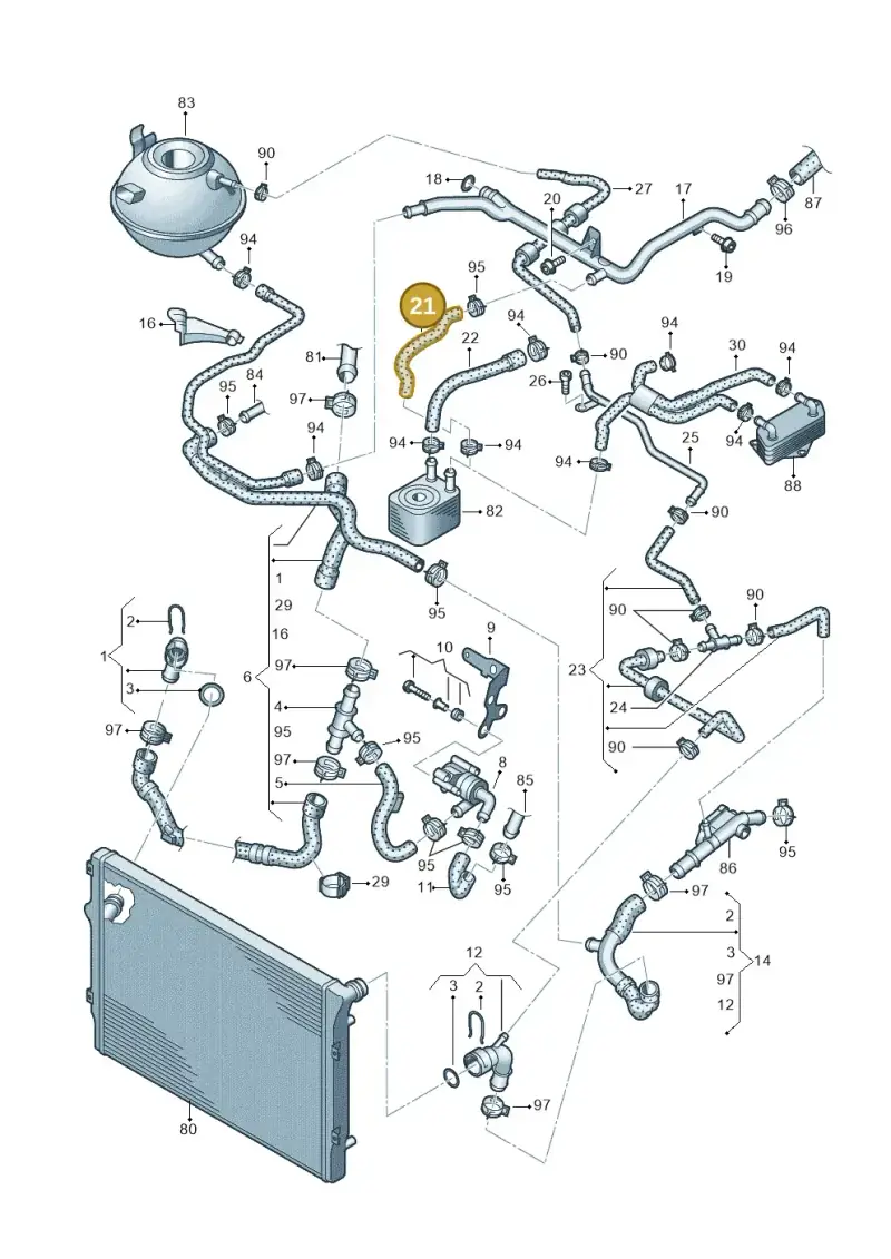 3C0121058AR — Volkswagen Golf Plus 1.6 (2009-2011) diagram 649121580, position 21