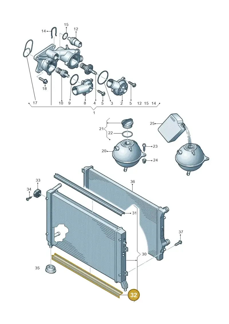 3C0121345L — Volkswagen Passat estate (2008-2011) diagram 625121800, position 32