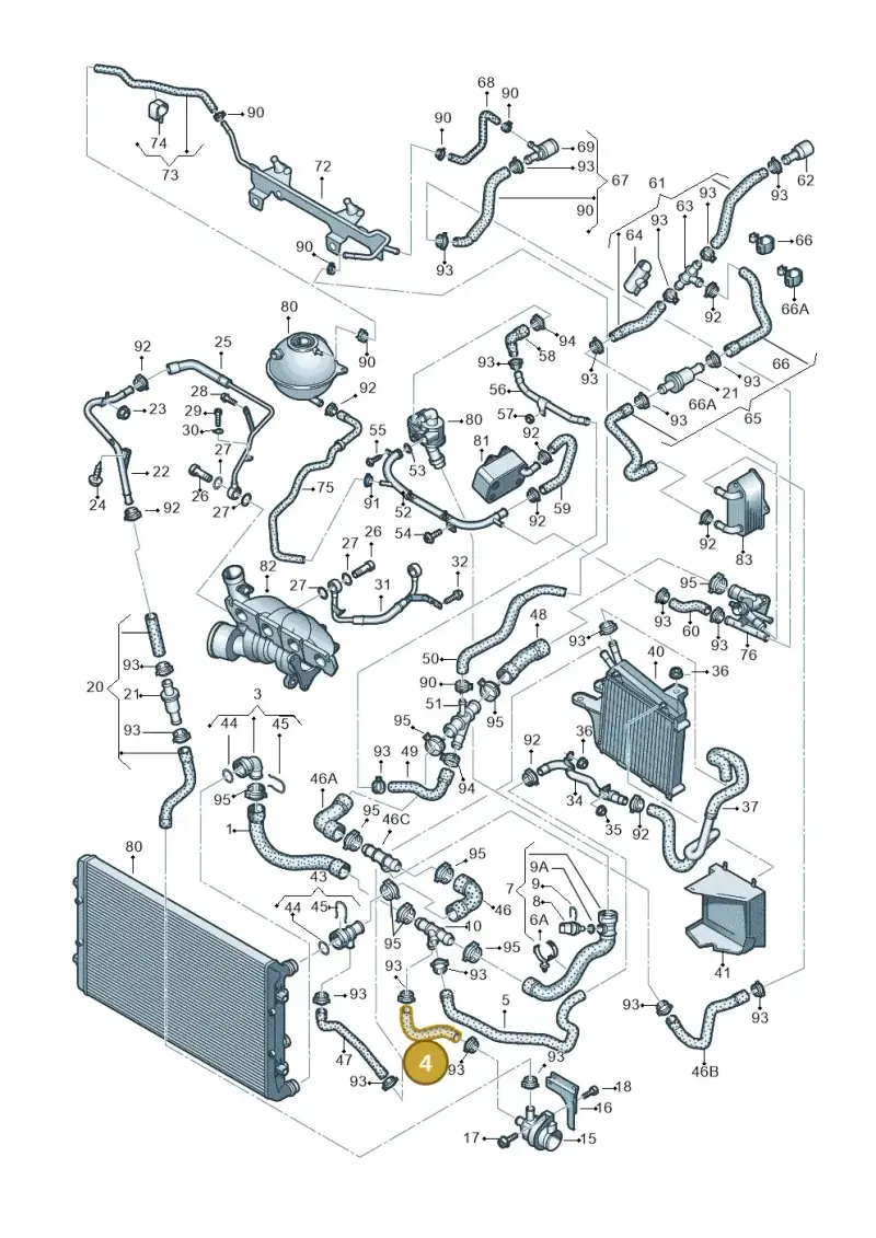 3C0122063H — Volkswagen Passat/4Motion         08 (2007-) diagram 460121300, position 4