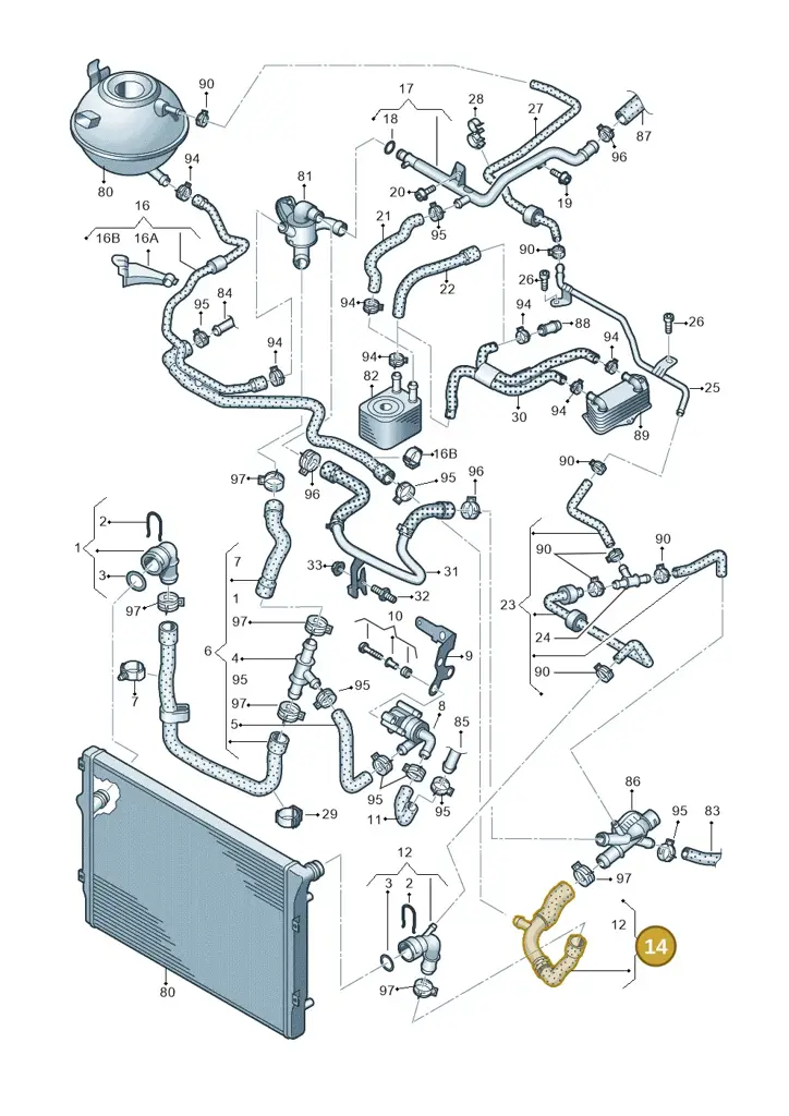 3C0122101ET — Volkswagen Golf estate (2009-2013) diagram 646121350, position 14