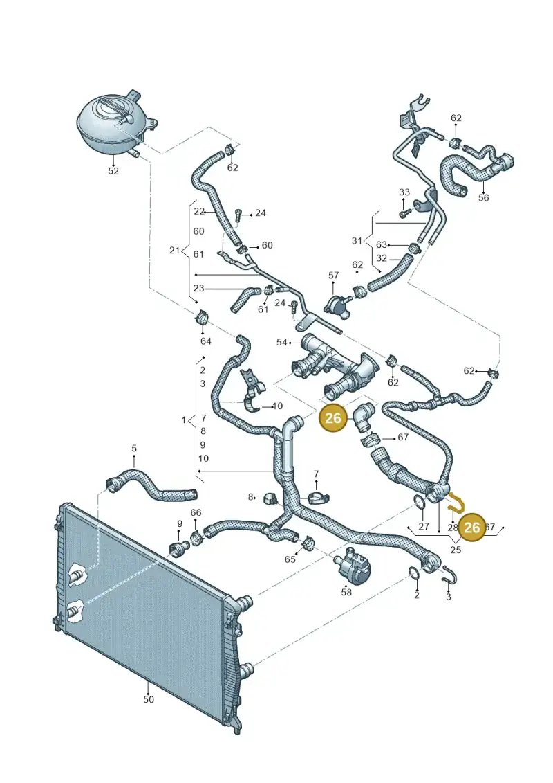 3C0122291 — Volkswagen Polo 1.0 BlueMotion (2017-2024) diagram 837121100, position 26
