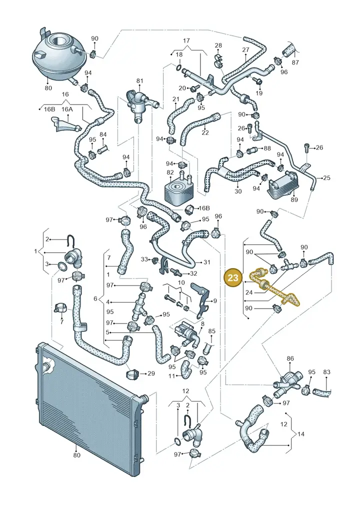 3C0122447BJ — Volkswagen Golf estate (2009-2013) diagram 646121350, position 23