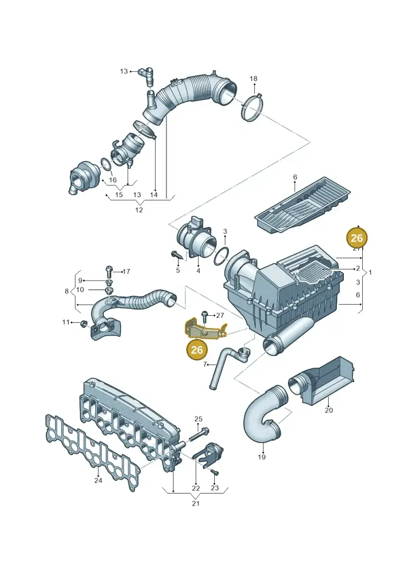 3C0129594E — Volkswagen Touran 1.9 (2008-2010) diagram 460129400, position 26