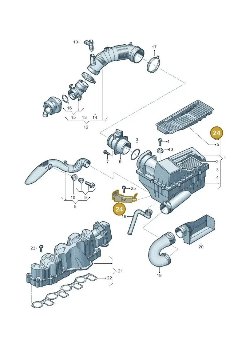 3C0129594E — Volkswagen Scirocco 2.0 (2008-2014) diagram 634129600, position 24
