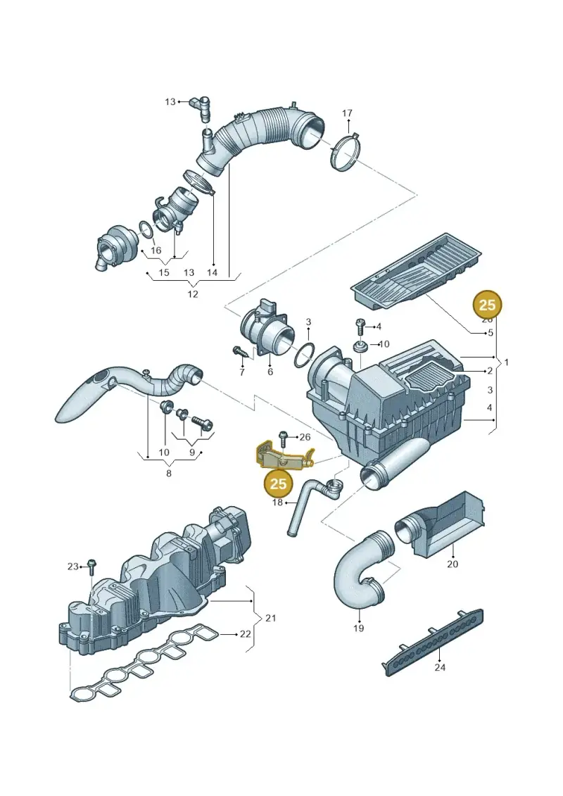 3C0129594E — Volkswagen Passat estate (2008-2011) diagram 656129250, position 25
