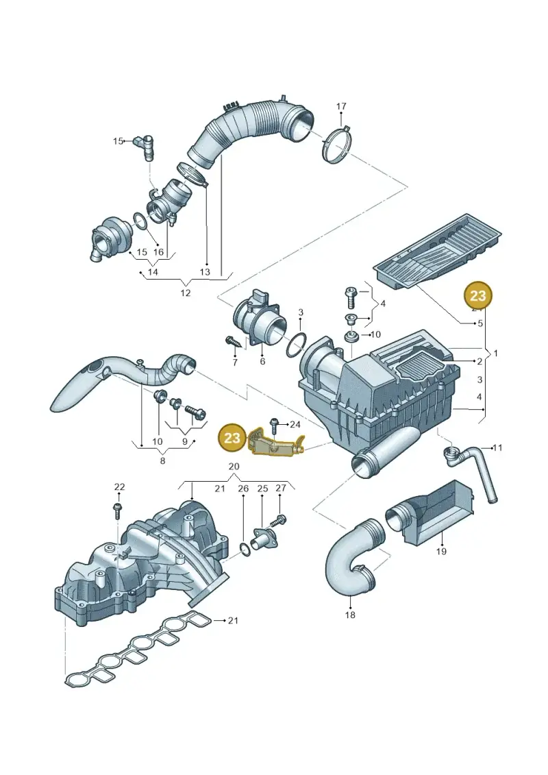 3C0129594E — Volkswagen New Passat (2011-2015) diagram 691129015, position 23