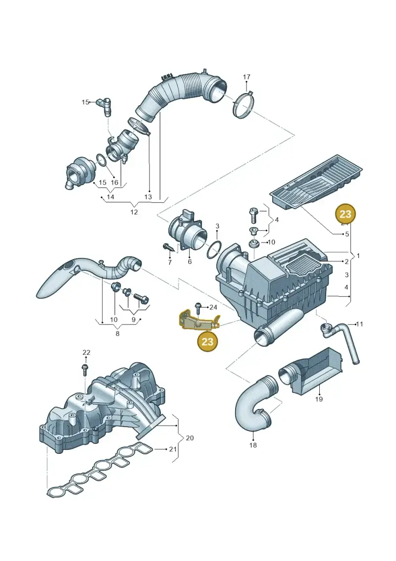 3C0129594E — Volkswagen New Passat (2011-2015) diagram 691129200, position 23