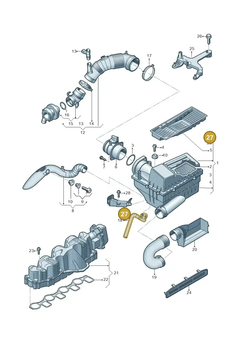 3C0129594E — Volkswagen Passat saloon (2010-2015) diagram 702129700, position 27