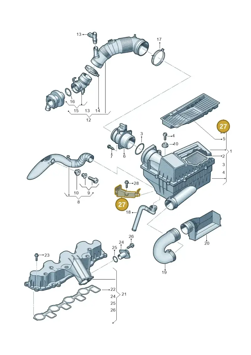 3C0129594E — Volkswagen Caddy kombi (2015-2020) diagram 737129400, position 27