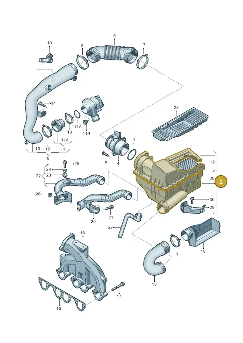 3C0129607BA — Volkswagen Passat/4Motion         08 (2007-) diagram 460129030, position 1