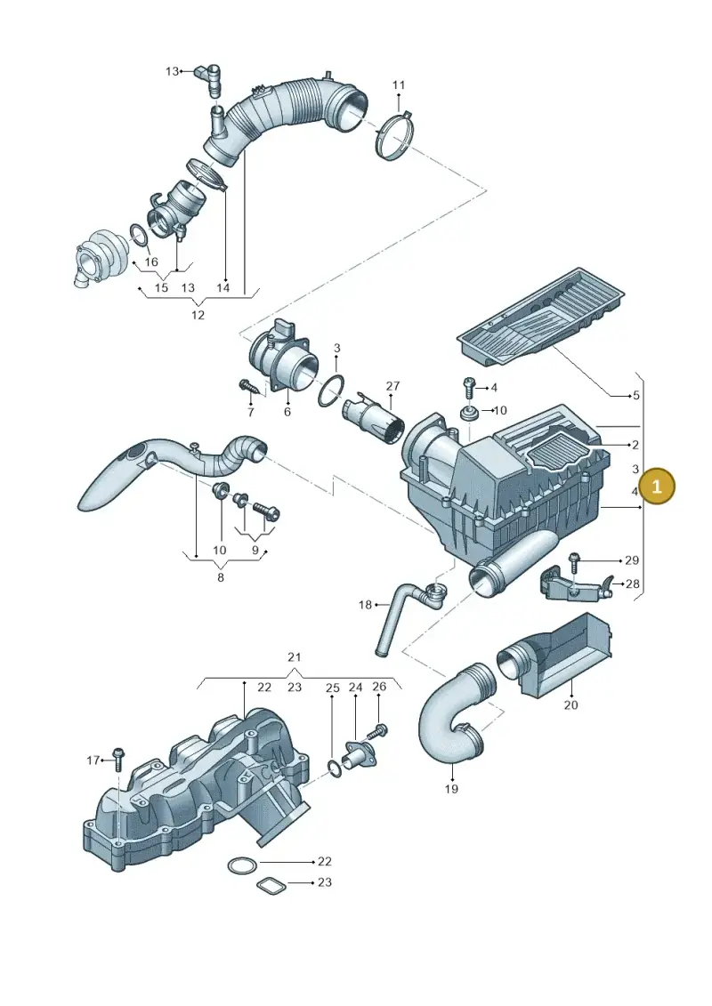 3C0129607BE — Volkswagen Golf Cabriolet (2011-2016) diagram 694129050, position 1