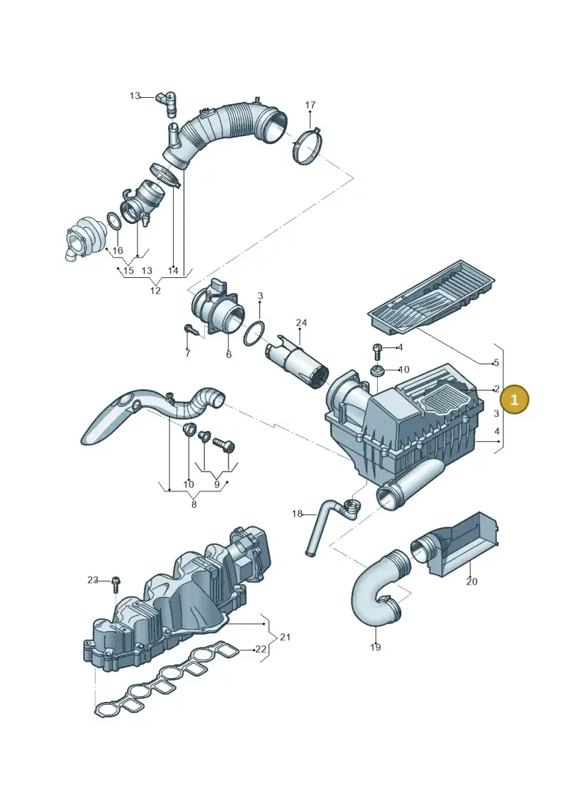 3C0129607BE — Volkswagen Jetta (2014-2017) diagram 684129400, position 1