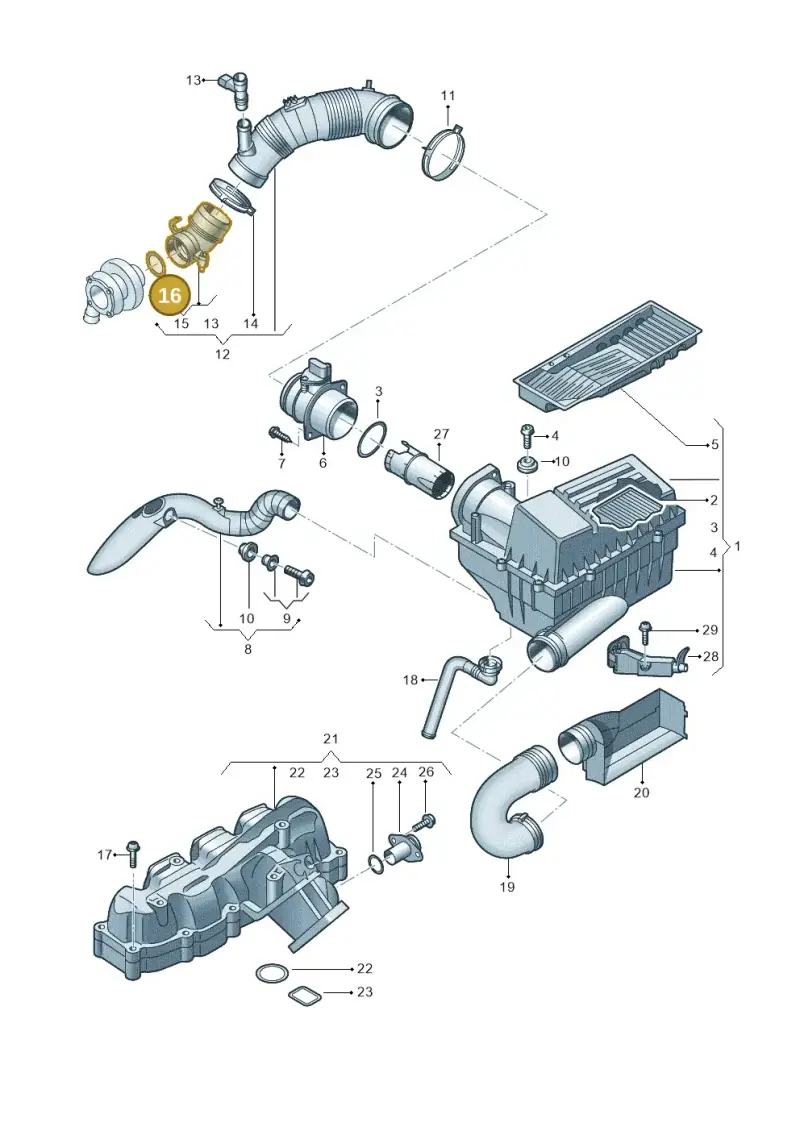 3C0129646 — Volkswagen Caddy kombi (2015-2020) diagram 694129050, position 16