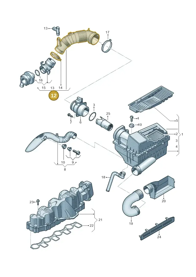 3C0129654AG — Volkswagen Passat estate (2008-2011) diagram 656129260, position 12