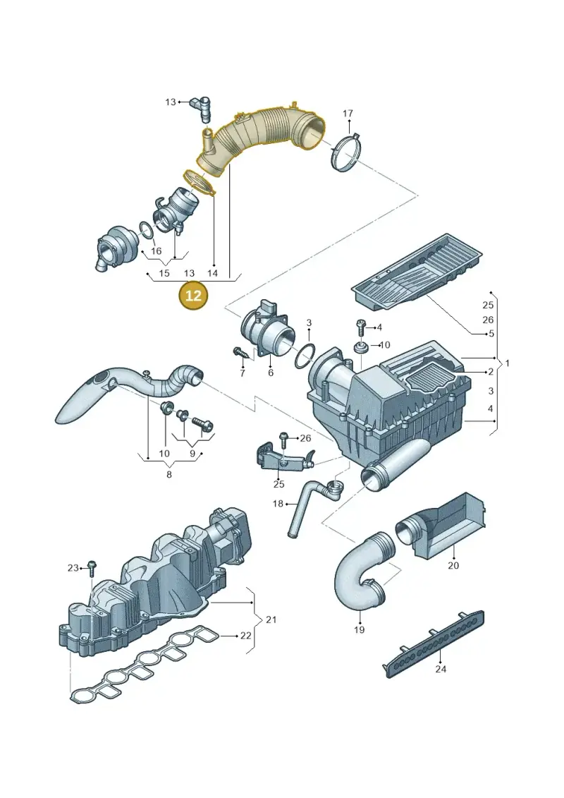 3C0129654AJ — Volkswagen Passat estate (2008-2011) diagram 656129250, position 12