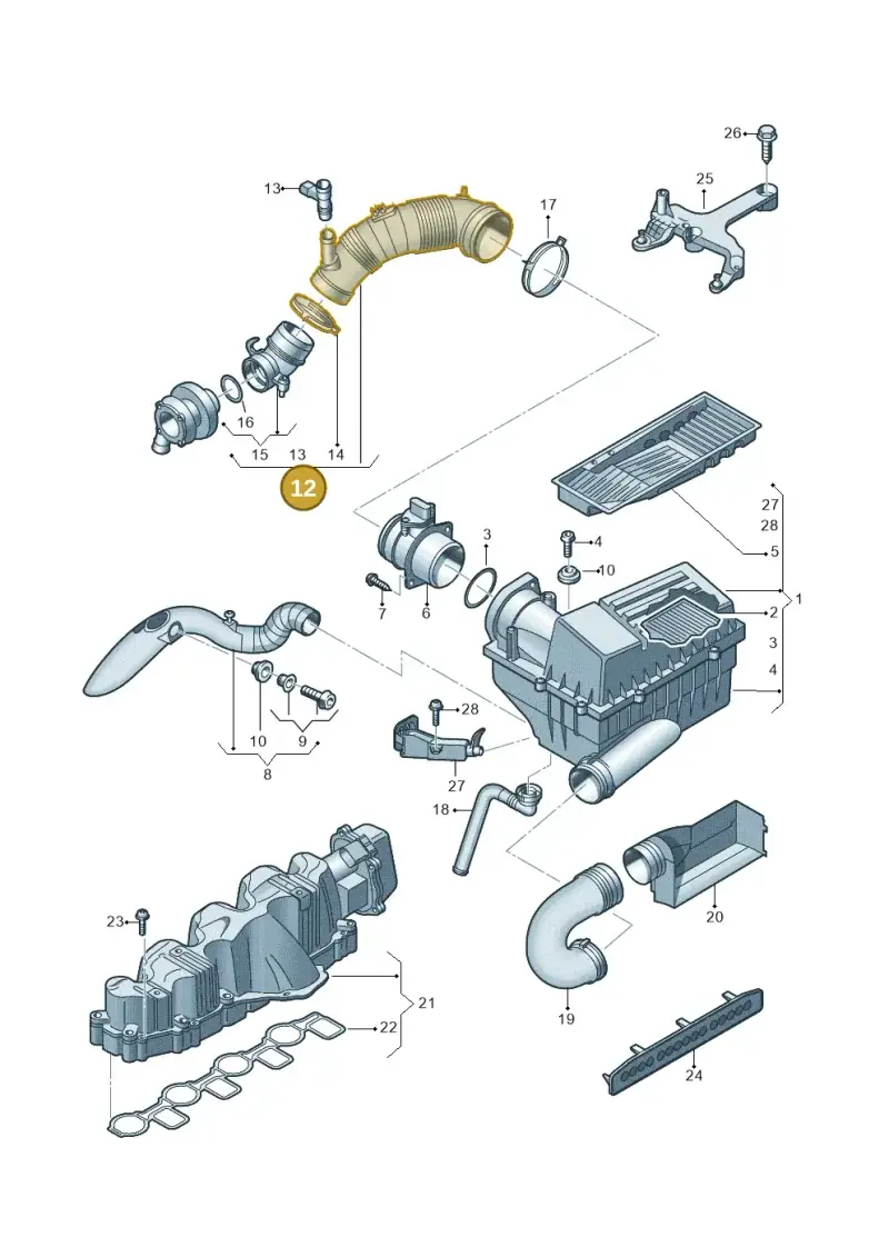 3C0129654AJ — Volkswagen Passat saloon (2010-2015) diagram 702129700, position 12