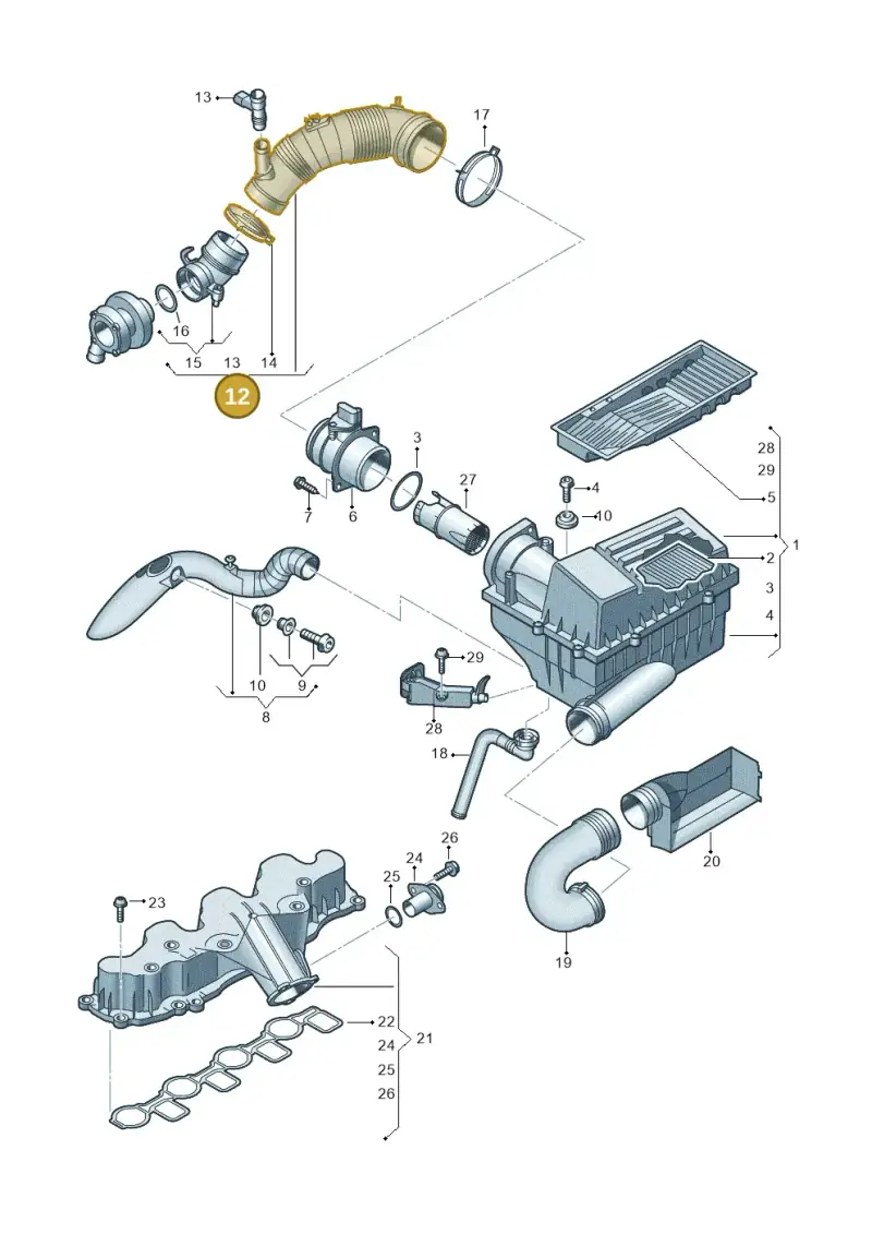 3C0129654AJ — Volkswagen New beetle (2011-2016) diagram 737129410, position 12