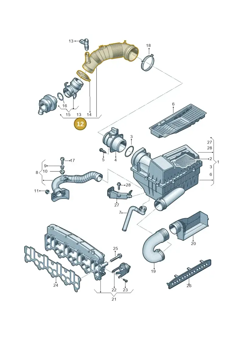 3C0129654P — Volkswagen Passat estate (2008-2011) diagram 656129400, position 12
