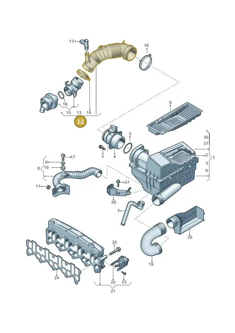 3C0129654Q — Volkswagen Touran 1.9 (2008-2010) diagram 460129400, position 12